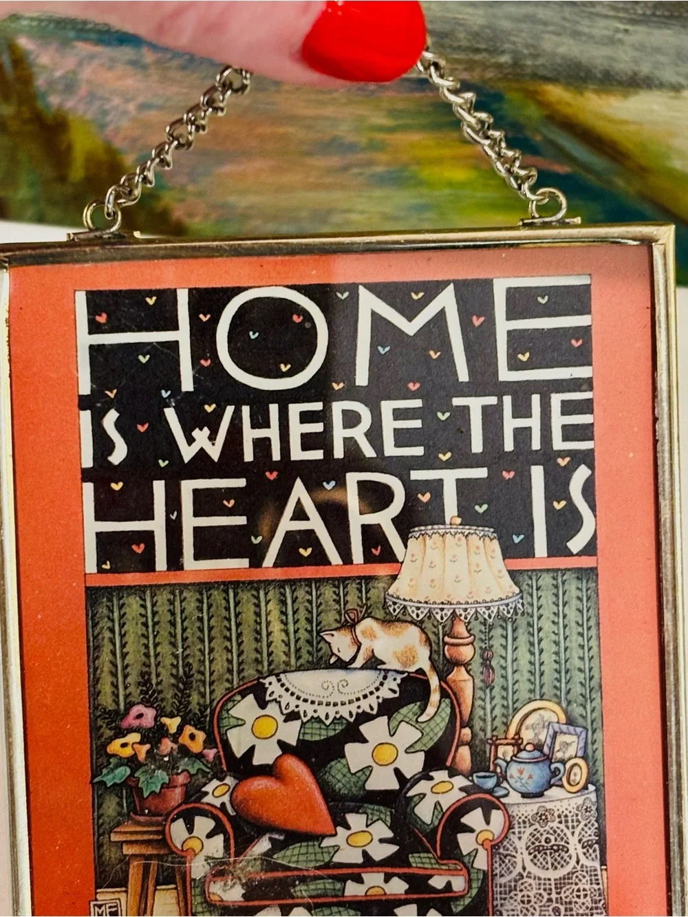 Mary Engelbreit Home Is Where the Heart Vintage Enesco Brass frame Sun Catcher